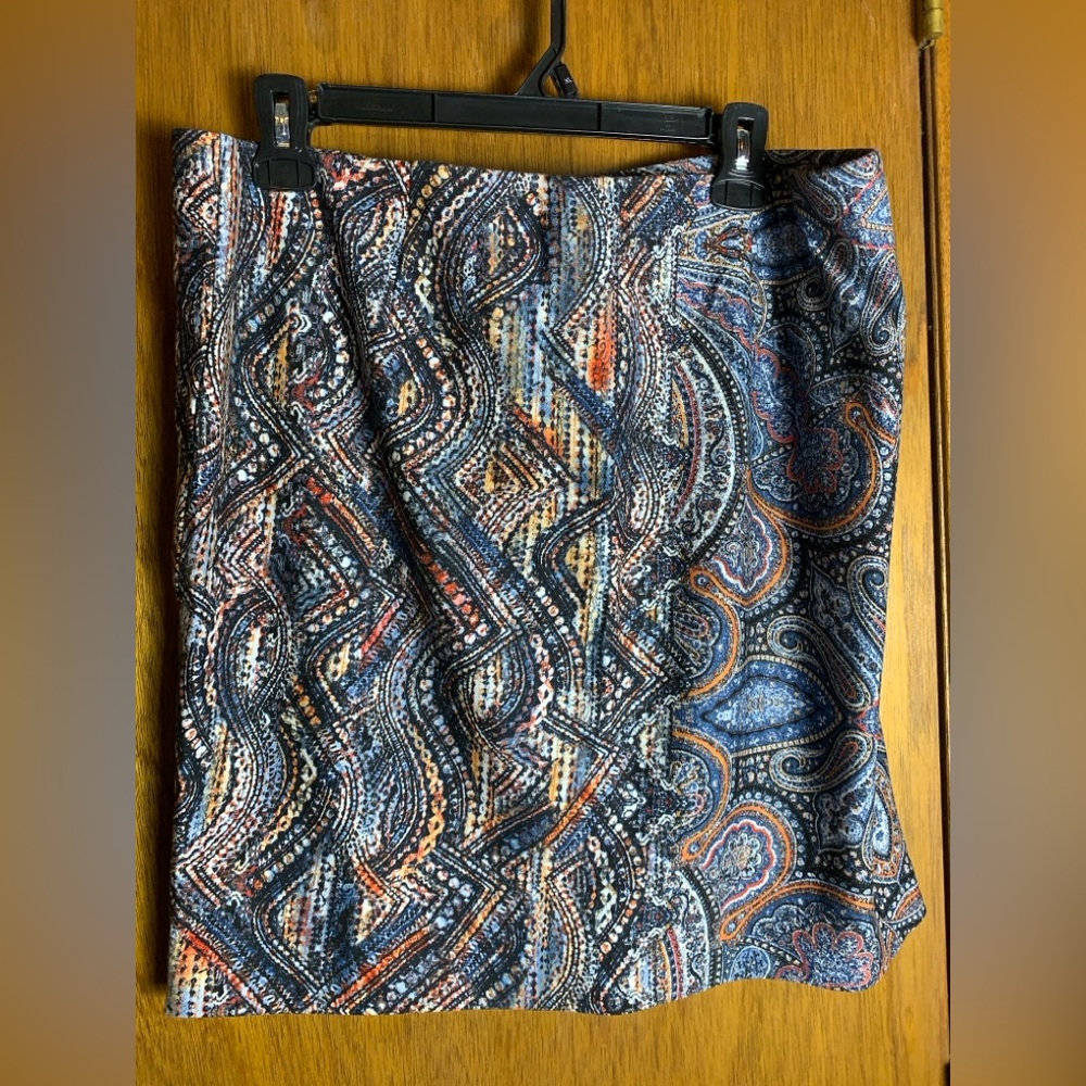J. Jill Blue and Orange Patterned Mini Skirt